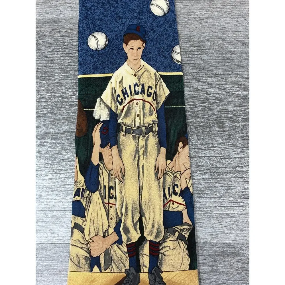 Norman Rockwell 1995 Silk Tie Baseball Saturday Evening Post Vintage 4
